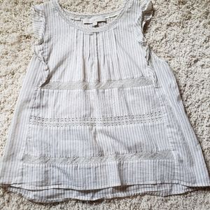 LOFT Striped Top Flutter Sleeves sz SP